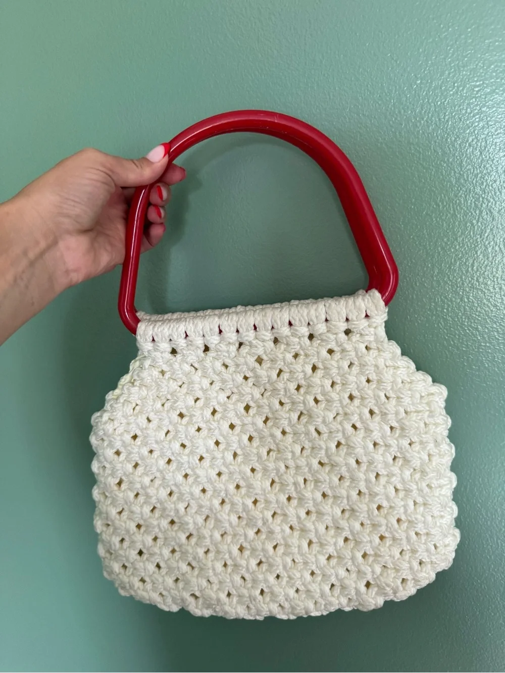 Vintage White Macrame purse
